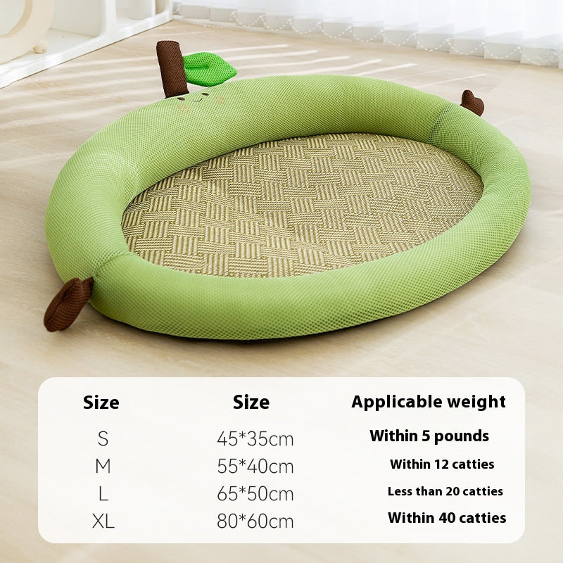 Breathable Rattan Pet Cooling Nest | Summer Ice Silk Cat & Dog Mat