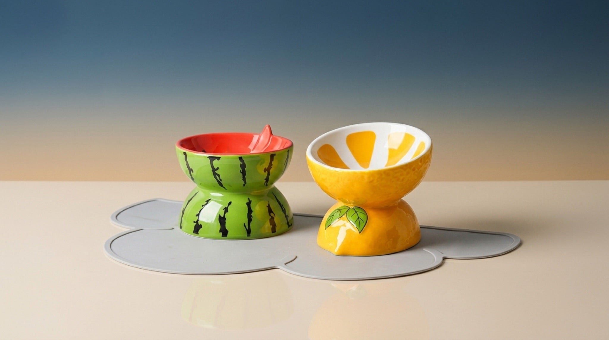 Elevated Ceramic Pet Feeding Basin | Ergonomic Tilted Cat & Dog Bowl