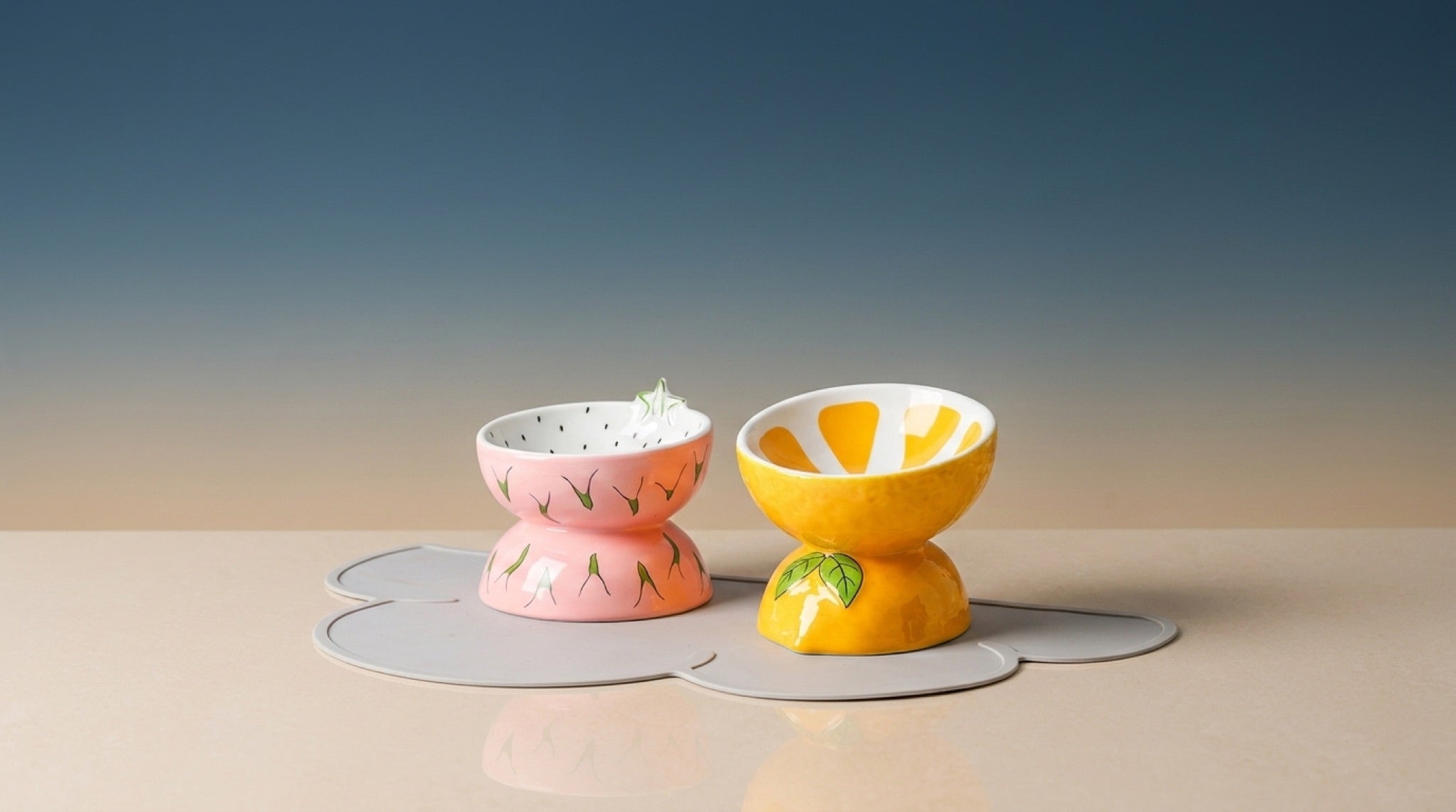 Elevated Ceramic Pet Feeding Basin | Ergonomic Tilted Cat & Dog Bowl