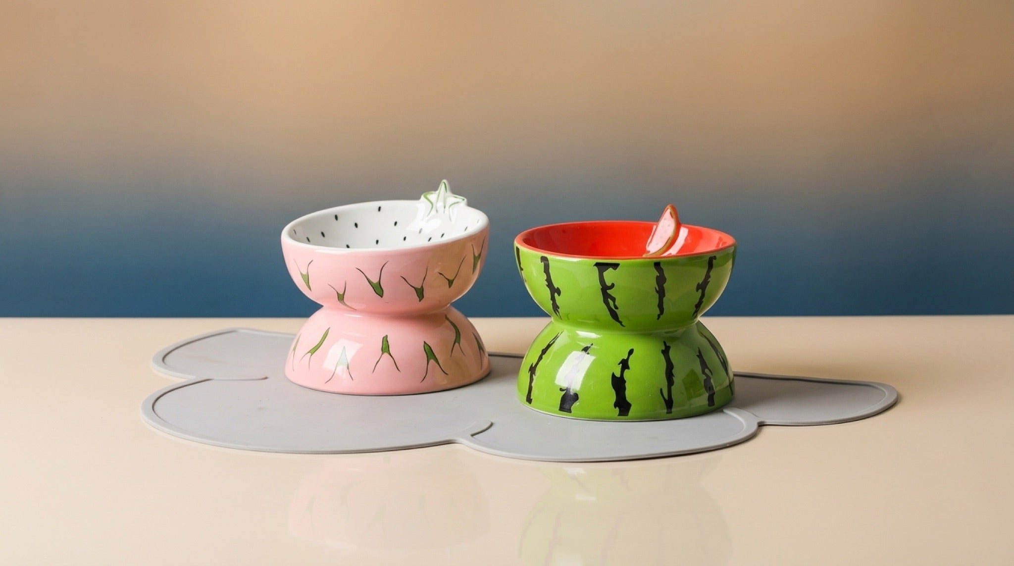 Elevated Ceramic Pet Feeding Basin | Ergonomic Tilted Cat & Dog Bowl