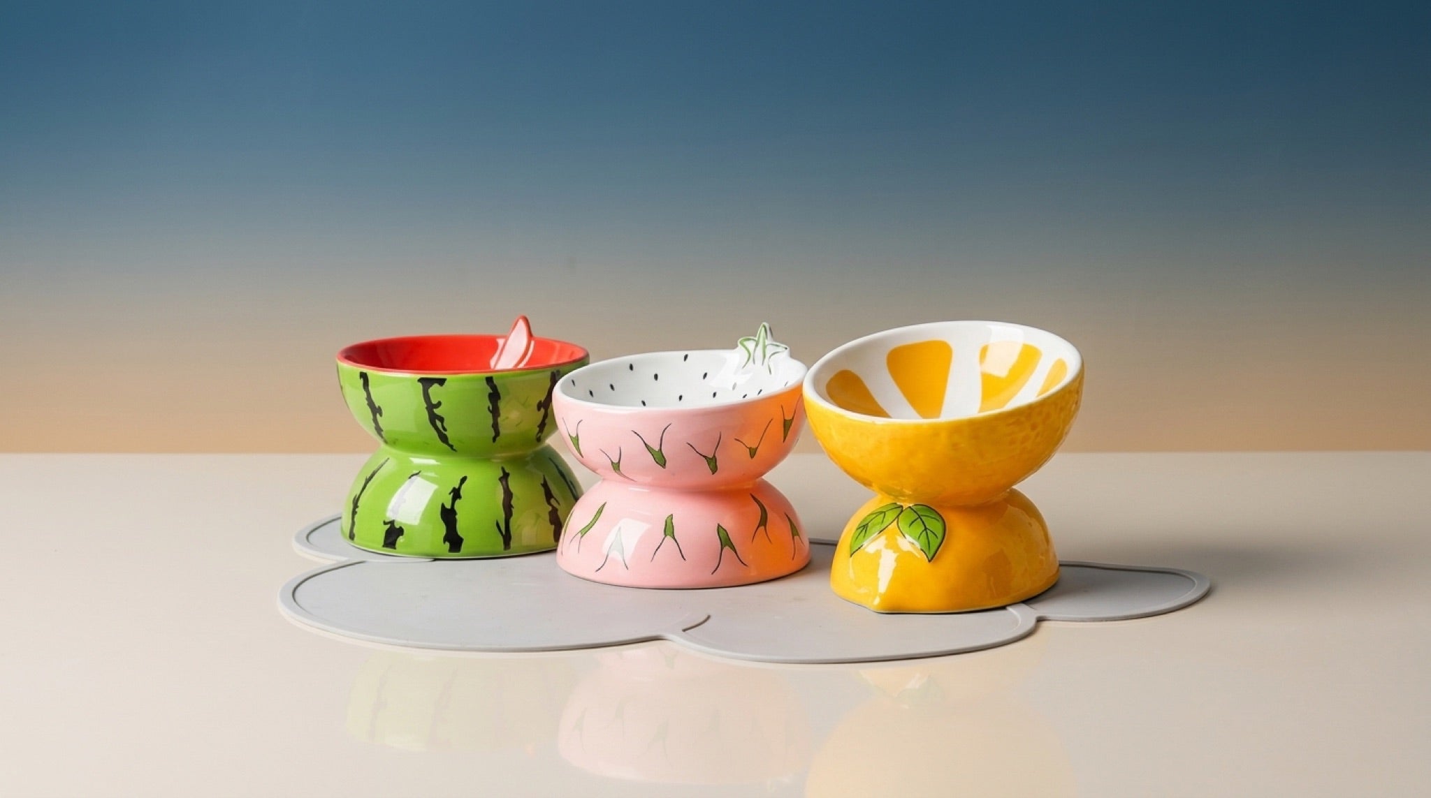 Elevated Ceramic Pet Feeding Basin | Ergonomic Tilted Cat & Dog Bowl