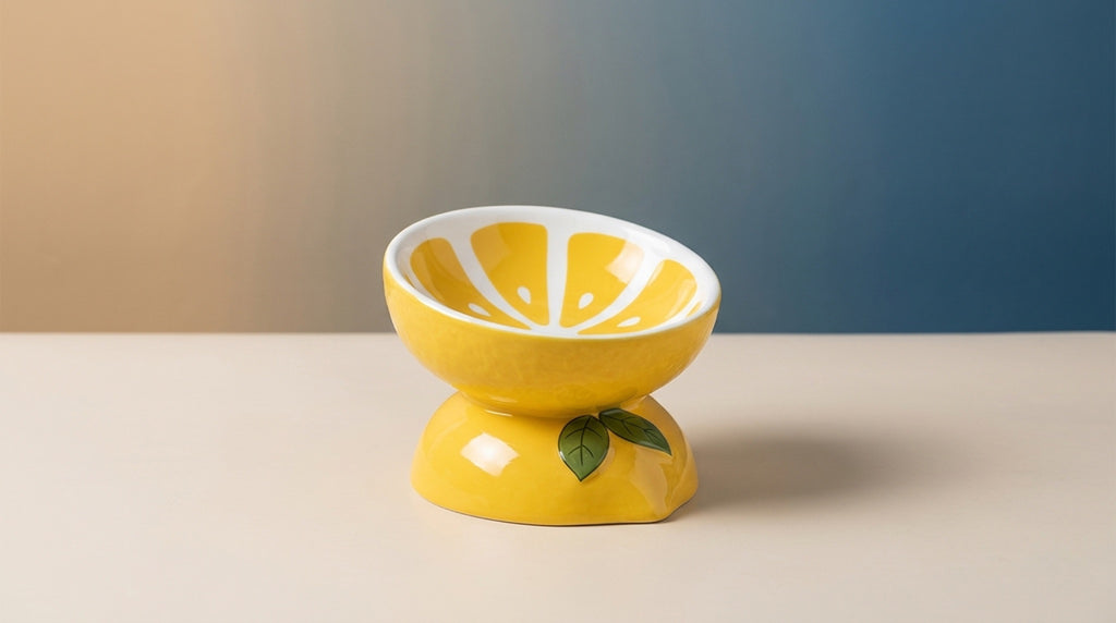 Elevated Ceramic Pet Feeding Basin | Ergonomic Tilted Cat & Dog Bowl