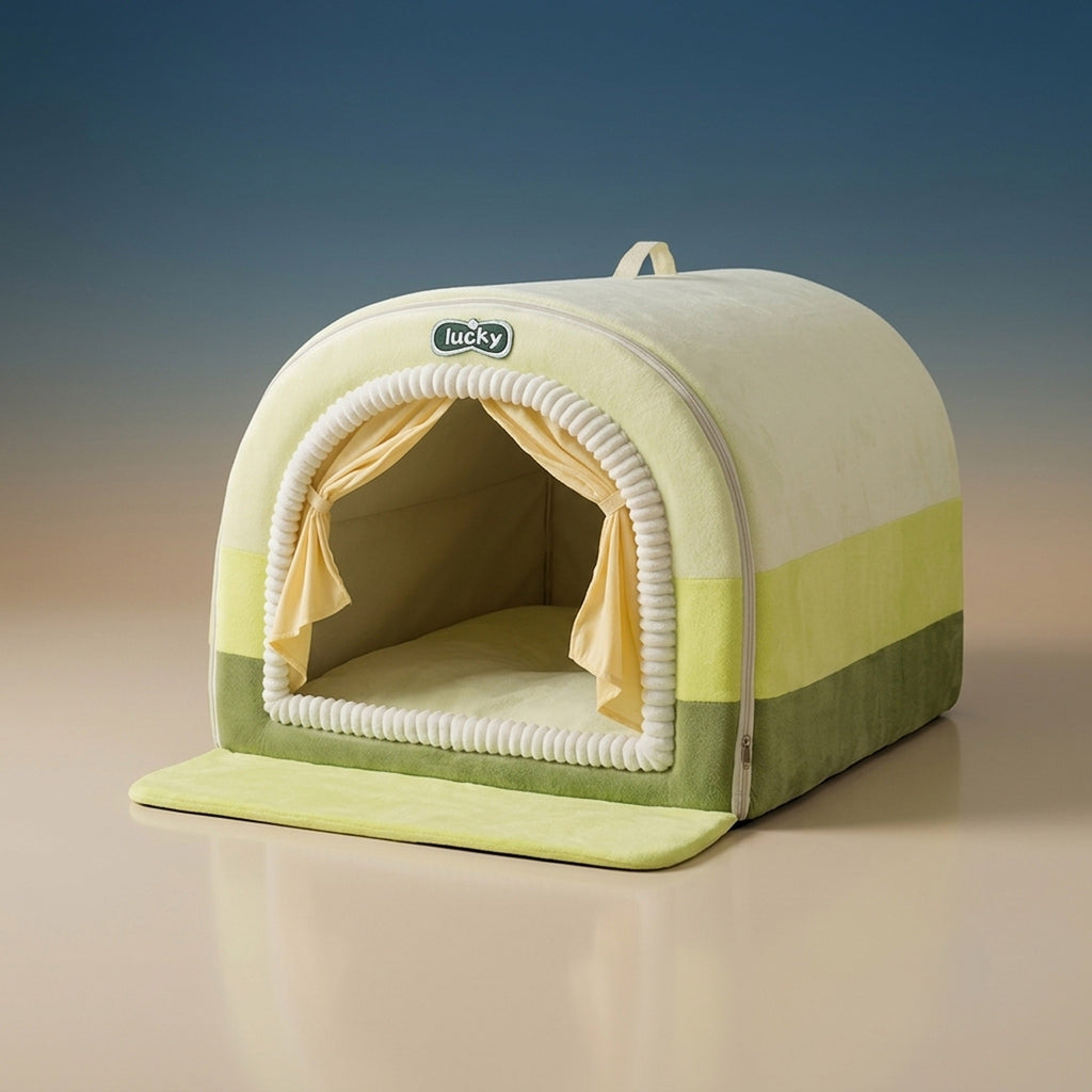 Patterned Plush Calming Pet Bed | Winter Donut Nest for Large Dogs