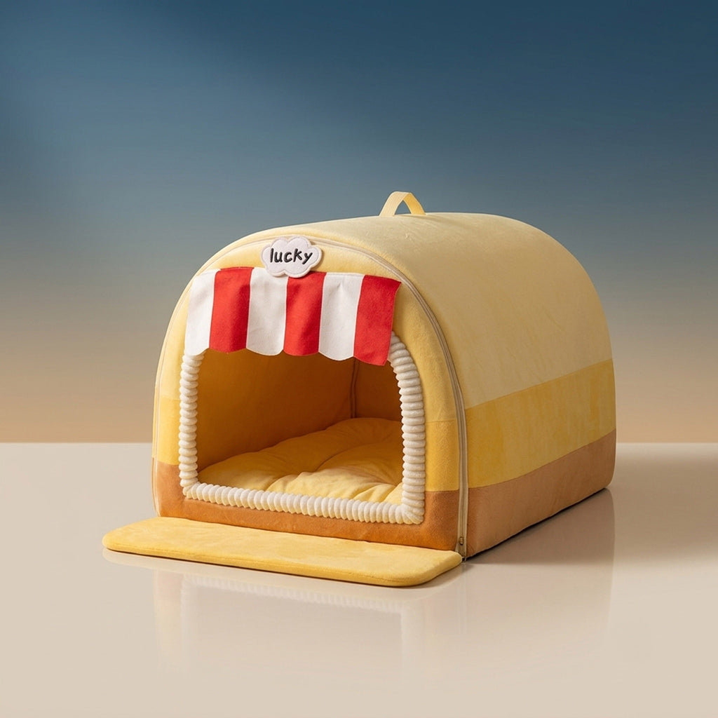 Patterned Plush Calming Pet Bed | Winter Donut Nest for Large Dogs