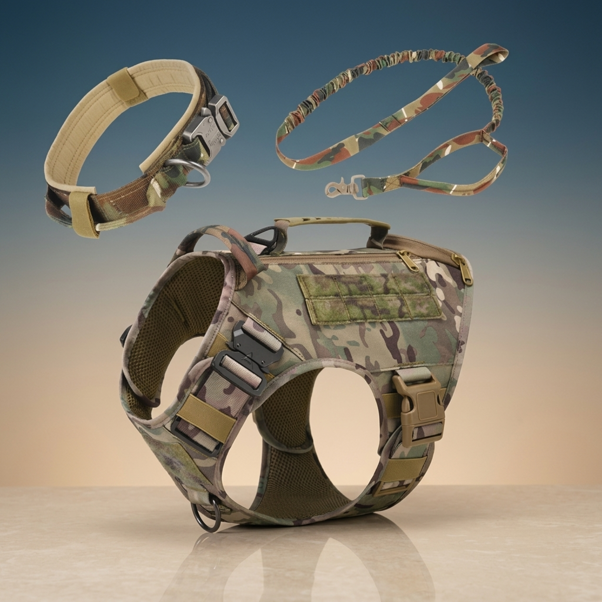 Premium Heavy-Duty Tactical Dog Harness 3-Piece Set | 1000D Nylon Vest, Collar & Leash