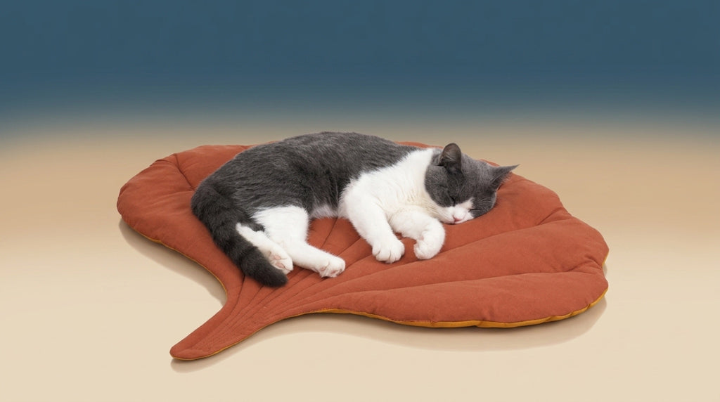 Premium Leaf-Shaped Pet Mat | Reversible Cotton Lounge Bed & Couch Throw